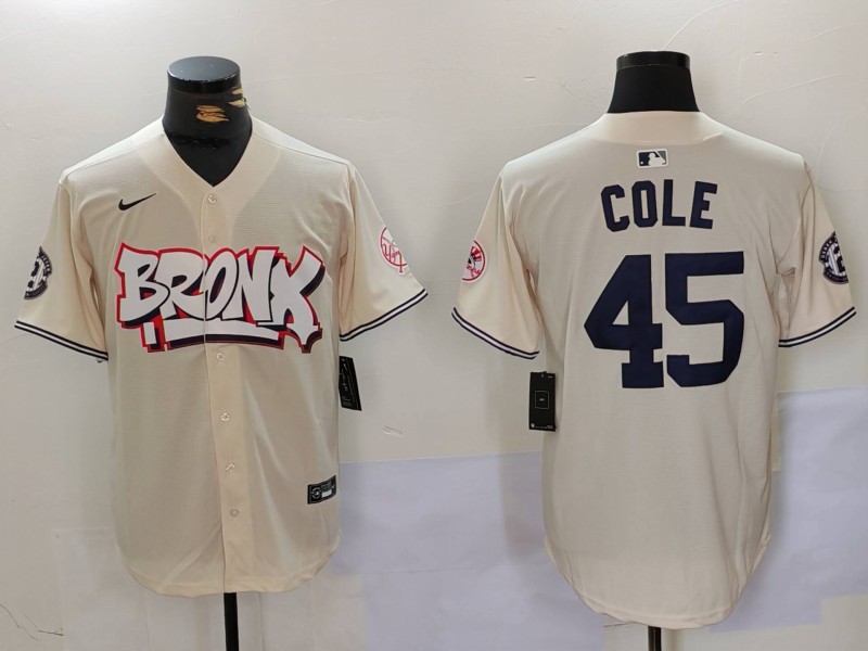 Men New York Yankees #45 Cole Cream joint name 2024 Nike MLB Jersey style 1->new york yankees->MLB Jersey